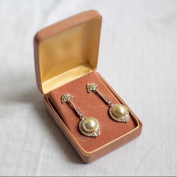 Vintage pearls sterling silver earrings